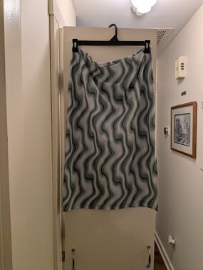 Miaou Sage Wave Print Midi Skirt XL